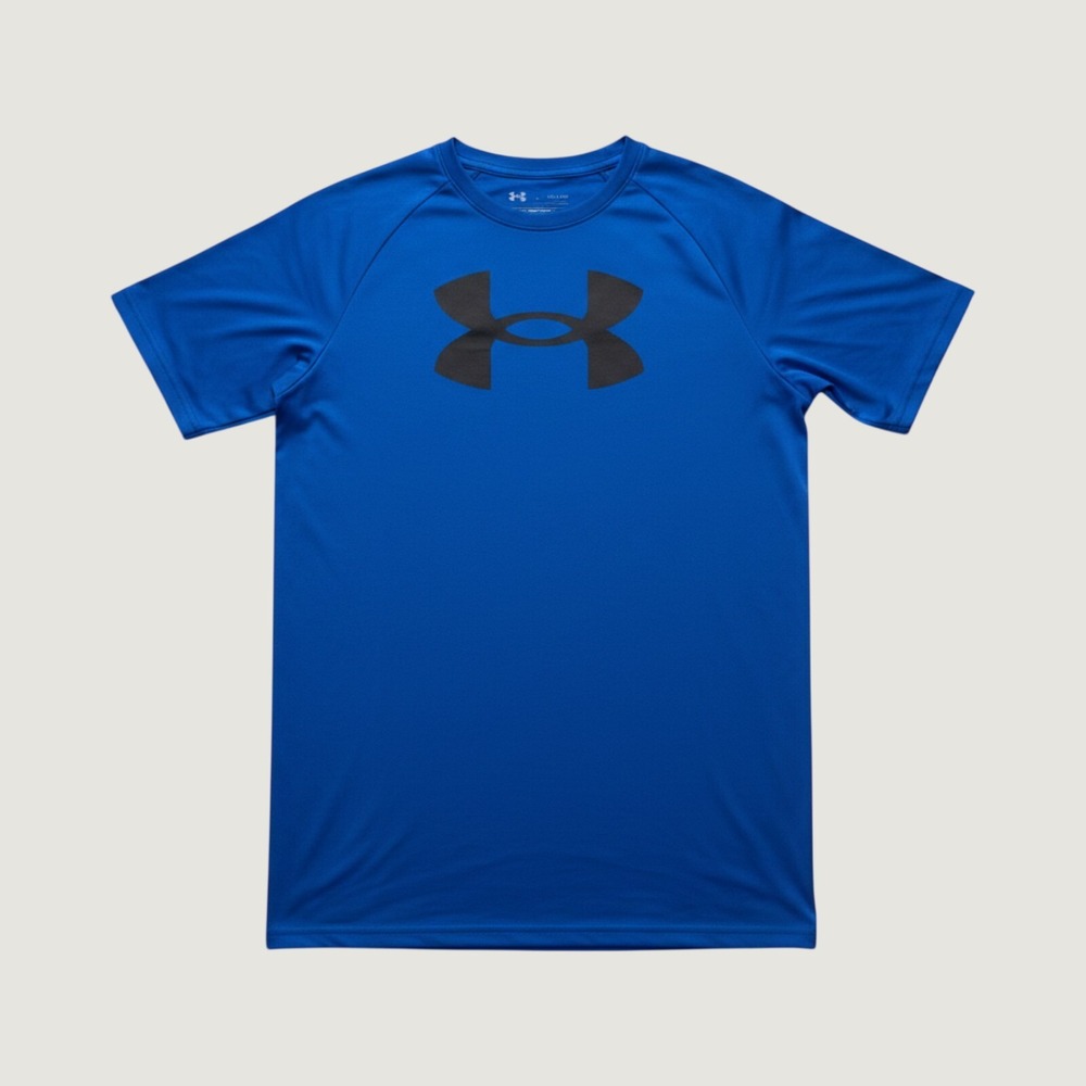 Under Armour Boys Blue Tech Short Sleeve Athletic T-Shirt Crew Neck Sport Top XL